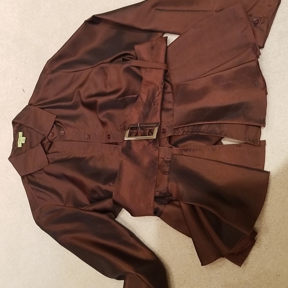 - - Agora chocolate brown blouse  size M. - Picture 3 of 6